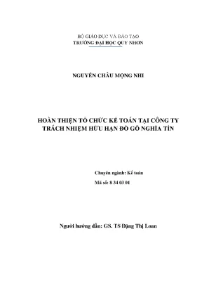 Luận văn thạc sĩ hoàn thiện tổ chức kế toán tại công ty trách nhiệm hữu hạn đồ gỗ nghĩa tín
