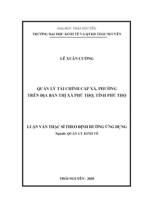 Luận văn thạc sĩ quản lý tài chính cấp xã phường trên địa bàn thị xã phú thọ tỉnh phú thọ
