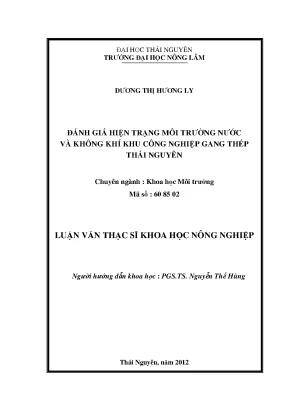 Luận văn thạc sĩ đánh giá hiện trạng môi trường nước và không khí khu công nghiệp gang thép thái nguyên