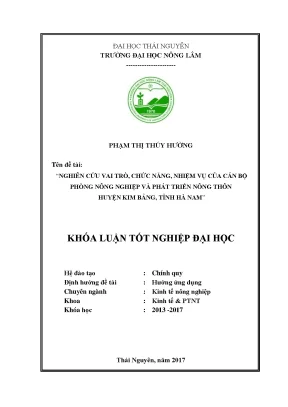 Luận văn nghiên cứu vai trò chức năng nhiệm vụ của cán bộ phòng nông nghiệp và phát triển nông thôn huyện kim bảng tỉnh hà nam