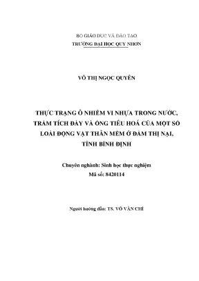 Luận văn thạc sĩ thực trạng ô nhiễm vi nhựa trong nước trầm tích đáy và ống tiêu hóa của một số loài động vật thân mềm ở đầm thị nại tỉnh bình định