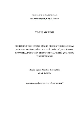 Luận văn thạc sĩ nghiên cứu ảnh hưởng của ba nền giá thể khác nhau đến sinh trưởng năng suất và chất lượng của hai giống hoa đồng tiền trồng tại thành phố quy nhơn tỉnh bình định