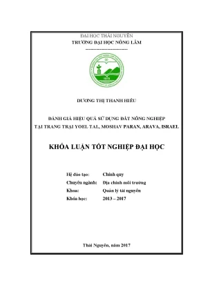 Luận văn đánh giá hiệu quả sử dụng đất nông nghiệp tại trang trại yoel tal moshav paran arava israel