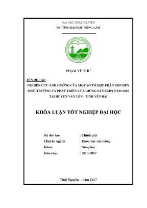 Luận văn nghiên cứu ảnh hưởng của một số tổ hợp phân bón đến sinh trưởng và phát triển của giống sắn km94 tại huyện văn yên yên bái