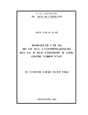 Luận văn thạc sĩ đánh giá thực trạng hoạt động của văn phòng đăng ký quyền sử dụng đất thành phố hạ long giai đoạn 2008 đến nay