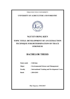 Luận văn thạc sĩ development of an extraction technique of determination of trace strontium