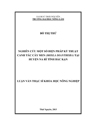Luận văn thạc sĩ nghiên cứu một số biện pháp kỹ thuật canh tác cây men mosla dianthera tại huyện na rì tỉnh bắc kạn