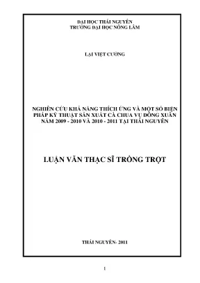 Luận văn thạc sĩ nghiên cứu khả năng thích ứng và một số biện pháp kỹ thuật sản xuất cà chua vụ đông xuân 2009 2010 và 2010 2011 tại thái nguyên