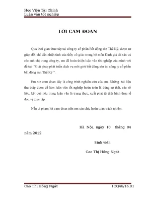 Luận văn tốt nghiệp hoàn thiện hoạt động môi giới bất động sản tại công ty cổ phần bất động sản thế kỷ