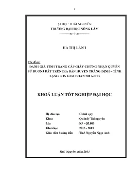 Luận văn thạc sĩ đánh giá tình hình cấp giấy chứng nhận quyền sử dụng đất trên địa bàn huyện tràng định tỉnh lạng sơn giai đoạn 2011 2013