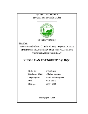 Luận văn tìm hiểu mô hình tổ chức và hoạt động sản xuất kinh doanh của cơ sở sản xuất nấm phạm bá duy trường đại học nông lâm