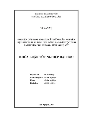 Luận văn thạc sĩ nghiên cứu một số loài cây rừng làm nguyên liệu sản xuất hương của đồng bào dân tộc thái tại huyện con cuông nghệ an