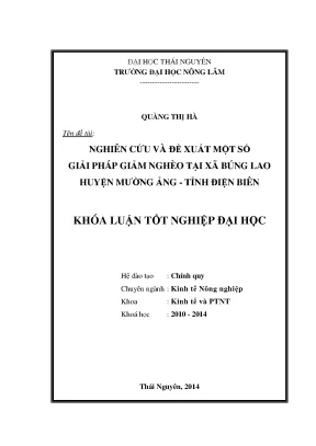 Luận văn thạc sĩ nghiên cứu và đề xuất một số giải pháp giảm nghèo tại xã búng lao huyện mường ảng tỉnh điện biên