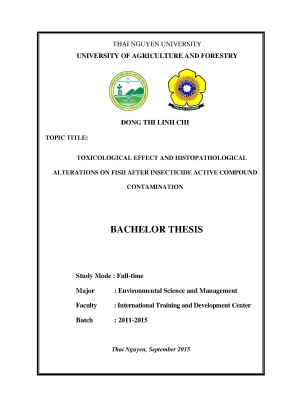 Luận văn thạc sĩ toxicological effect and histopathological alterations on fish after insecticide active compound contamination