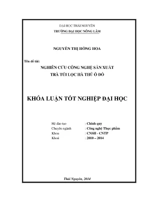 Luận văn thạc sĩ nghiên cứu công nghệ sản xuất trà túi lọc hà thủ ô đỏ