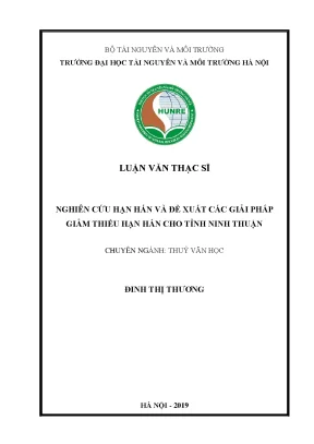 Luận văn thạc sĩ nghiên cứu hạn hán và đề xuất các giải pháp giảm thiểu hạn hán cho tỉnh ninh thuận