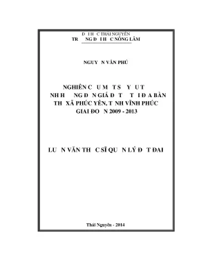 Luận văn thạc sĩ nghiên cứu một số yếu tố ảnh hưởng đến giá đất ở tại địa bàn thị xã phúc yên tỉnh vĩnh phúc giai đoạn 2009 2013