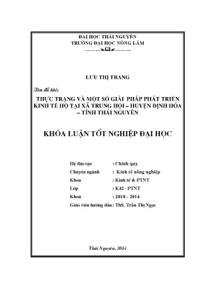 Luận văn thạc sĩ thực trạng và một số giải pháp phát triển kinh tế hộ tại xã trung hội huyện định hóa tỉnh thái nguyên