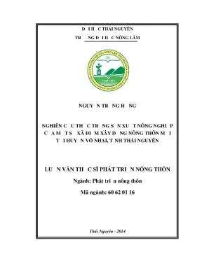 Luận văn thạc sĩ nghiên cứu thực trạng sản xuất nông nghiệp của một số xã điểm xây dựng nông thôn mới tại huyện võ nhai tỉnh thái nguyên