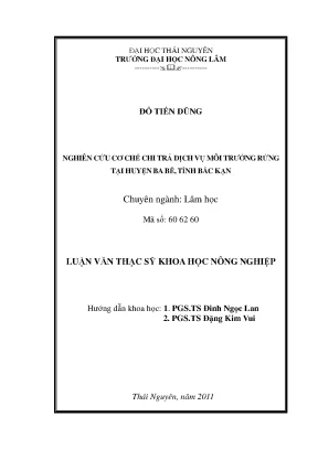 Luận văn thạc sĩ nghiên cứu cơ chế chi trả dịch vụ môi trường rừng tại huyện ba bể tỉnh bắc kạn