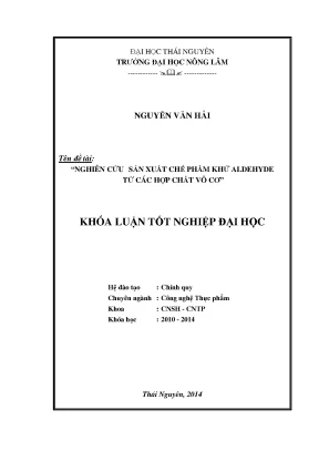 Luận văn thạc sĩ nghiên cứu sản xuất chế phẩm khử aldehyde trong rượu từ một số hợp chất vô cơ