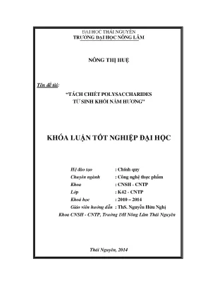 Luận văn thạc sĩ tách chiết polysaccharides từ sinh khối nấm hương