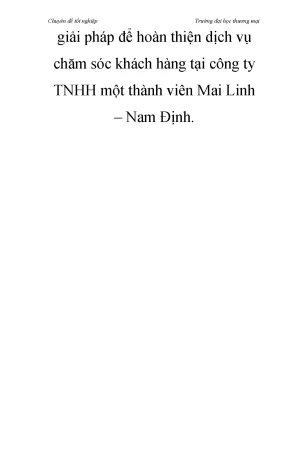Luận văn tốt nghiệp dịch vụ chăm sóc khách hàng tại công ty tnhh một thành viên mai linh nam định