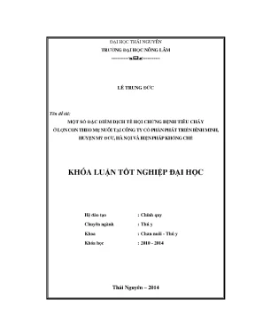 Luận văn thạc sĩ một số đặc điểm dịch tễ hội chứng bệnh tiêu chảy ở lợn con theo mẹ nuôi tại công ty cổ phần phát triển bình minh huyện mỹ đức hà nội và biện pháp khống chế