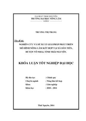 Luận văn thạc sĩ nghiên cứu và đề xuất giải pháp phát triển mô hình nlkh tại xã dân tiến huyện võ nhai tỉnh thái nguyên