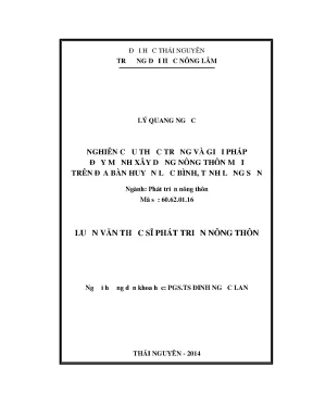 Luận văn thạc sĩ nghiên cứu thực trạng và giải pháp đẩy mạnh xây dựng nông thôn mới trên địa bàn huyện lộc bình tỉnh lạng sơn
