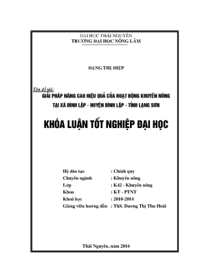 Luận văn thạc sĩ giải pháp nâng cao hiệu quả của hoạt động khuyến nông tại xã đình lập huyện đình lập tỉnh lạng sơn