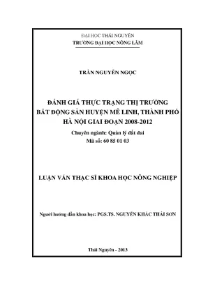 Luận văn thạc sĩ đánh giá thực trạng thị trường bất động sản tại huyện mê linh thành phố hà nội giai đoạn 2008 đến 2012