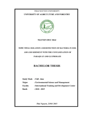 Luận văn thạc sĩ isolation and detection of bacteria in soil ash and sediment with the contamination of paraquat and glyphosate