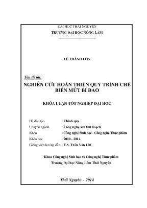 Luận văn thạc sĩ nghiên cứu hoàn thiện quy trình chế biến mứt bí đao