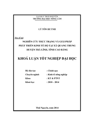 Luận văn thạc sĩ nghiên cứu thực trạng và giải pháp phát triển kinh tế hộ tại xã quang trung huyện trà lĩnh tỉnh cao bằng