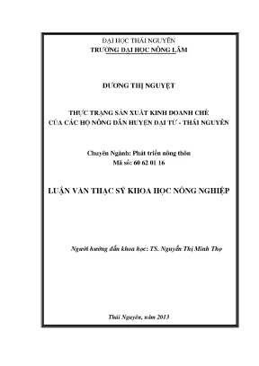 Luận văn thạc sĩ thực trạng sản xuất kinh doanh chè của các hộ nông dân huyện đại từ thái nguyên