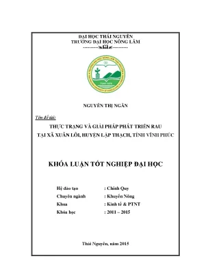 Luận văn thạc sĩ thực trạng và giải pháp phát triển rau tại xã xuân lôi huyện lập thạch tỉnh vĩnh phúc