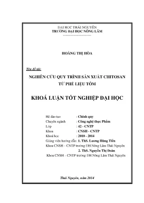Luận văn thạc sĩ nghiên cứu quy trình sản xuất chitosan từ phế liệu tôm