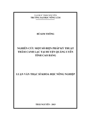 Luận văn thạc sĩ nghiên cứu một số biện pháp kỹ thuật thâm canh lạc tại huyện quảng uyên tỉnh cao bằng