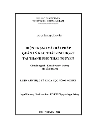 Luận văn thạc sĩ hiện trạng và giải pháp quản lý rác thải sinh hoạt tại thành ph ốthái nguyên