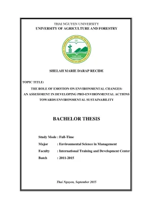 Luận văn thạc sĩ the role of emotion on environmental changes an assessment in developing pro environmental actions towards environmental sustainability