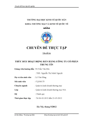 Luận văn tốt nghiệp hoạt động bán hàng tại công ty cổ phần trung tín