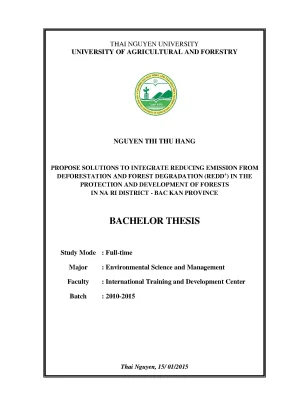 Luận văn thạc sĩ propose solutions to integrate reducing emission from deforestation and forest degradation redd in the protection and development of forests in na ri