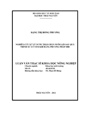 Luận văn thạc sĩ nghiên cứu xử nước thải chăn nuôi lợn sau quá trình xử lý yếm khí bằng phương pháp sbr
