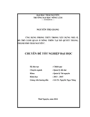 Luận văn thạc sĩ ứng dụng phong thủy trong xây dựng nhà ở bố trí cảnh quan ở nông thôn tại xã quyết thắng thành phố thái nguyên