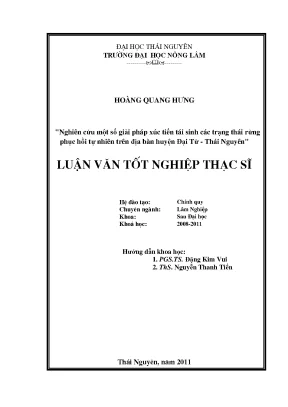 Luận văn thạc sĩ nghiên cứu một số giải pháp xúc tiến tái sinh các trạng thái rừng phục hồi tự nhiên trên địa bàn huyện đại từ thái nguyên