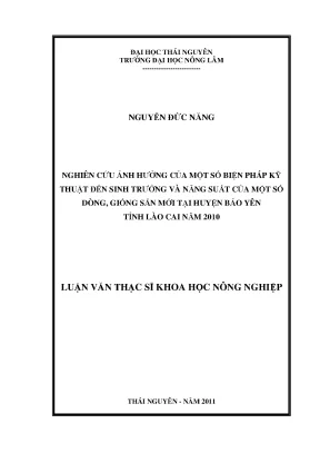 Luận văn thạc sĩ nghiên cứu ảnh hưởng của một số biện pháp kỹ thuật đến sinh trưởng và năng suất của một số dòng giống sắn mới tại huyện bảo yên tỉnh lào cai năm 2010