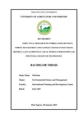 Luận văn thạc sĩ research on the correlation between forest management and climate change in bao thang district lao cai province local peoples perception and potential uses of gis technology