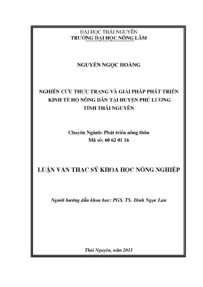 Luận văn thạc sĩ nghiên cứu thực trạng và giải pháp phát triển kinh tế hộ nông dân tại huyện phú lương tỉnh thái nguyên