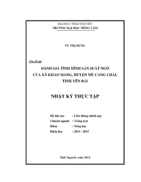 Luận văn thạc sĩ đánh giá tình hình sản suất ngô của xã khao mang huyện mù cang chải tỉnh yên bái